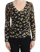 Cavalli Multicolor v-neck wool jumper